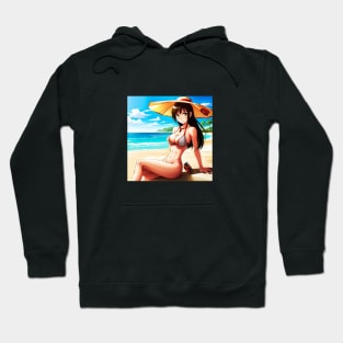 chica anime en la playa Hoodie